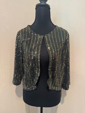 Black and Gold Sequin Open-Front Evening Bolero
